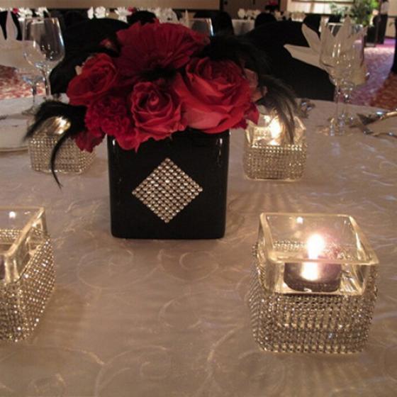 1 Yard Rhinestone Plastic Ribbon Roll Mesh Wrap Wedding Decoration