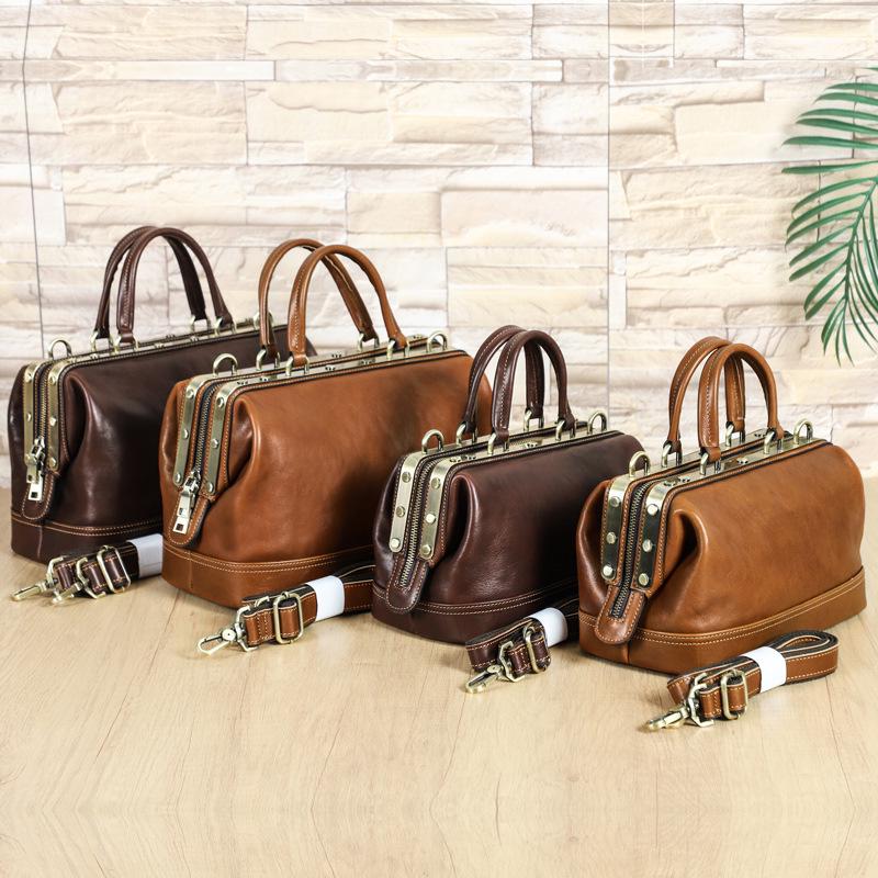 Fashionable Genuine Leather Women's Crossbody Handbag with Metal Hinges, Full-Grain Lambskin, Small Shoulder Bag