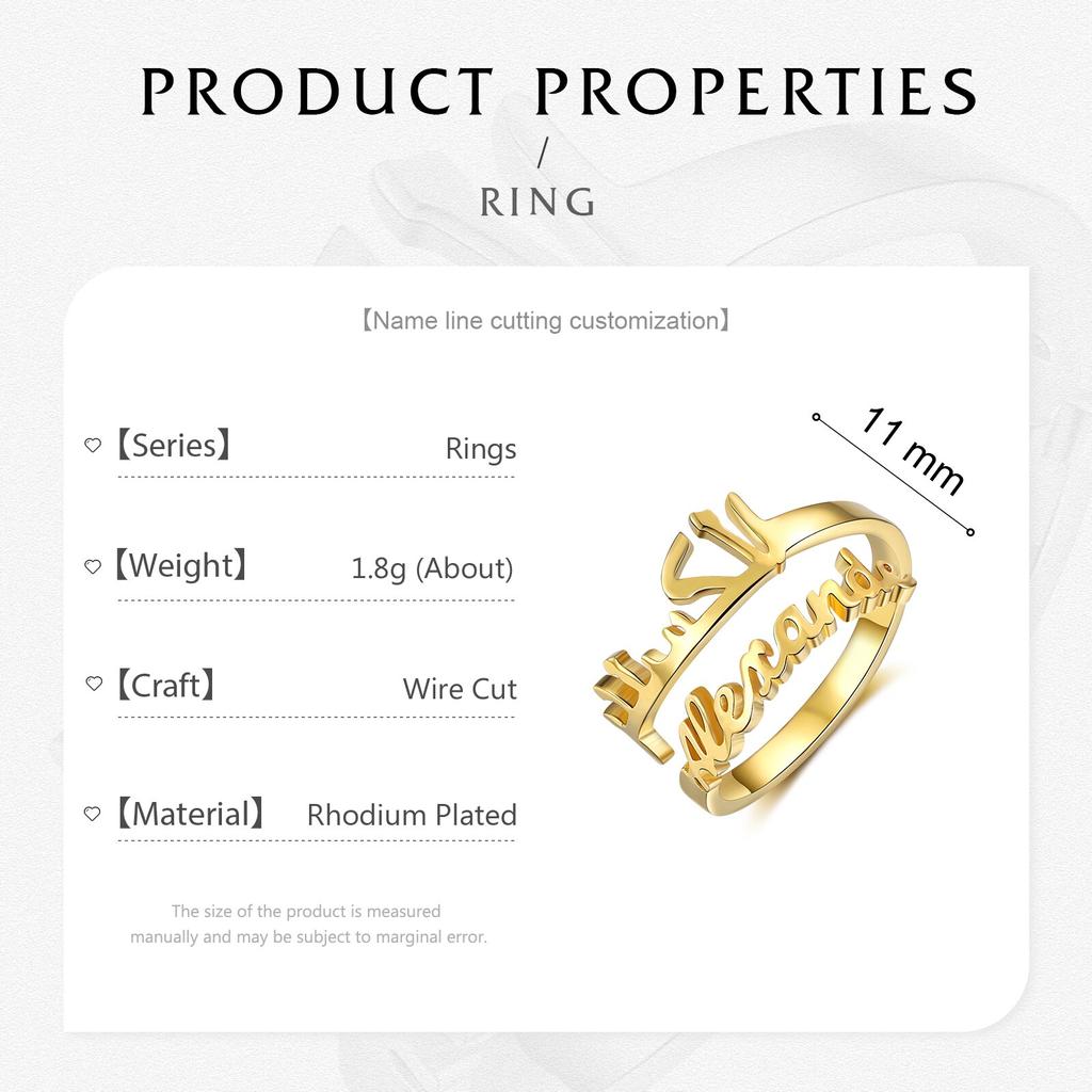 Personalized Finger Ring Custom 1 2 Names Adjustable Spiral Shape Rings Stylish Stylish Jewelry Christmas Celebration Women Gathering Giveaway
