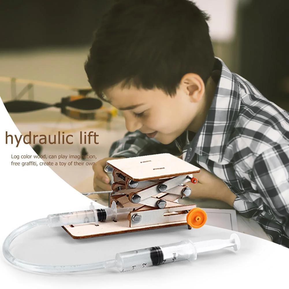 Kids DIY Science Toys Educational Scientific Experiment Kit Hydraulic Lift Table Model Physics School Projects