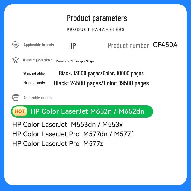 Compatible CF450A / CF451A Series Toner Cartridge for HP LaserJet