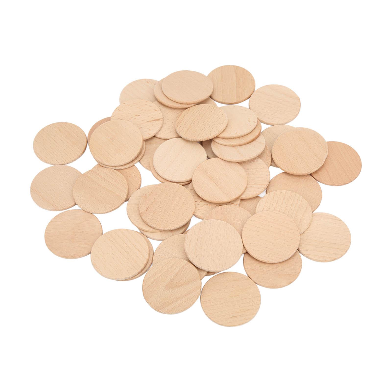 

50 шт. круглых деревянных заготовок, необработанные, гладкие, прочные, крепкие, из натурального бука, безопасные, нетоксичные, деревянные круги