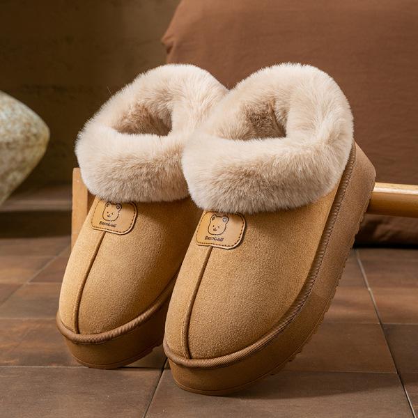 Bag heel cotton slippers, women's thick-soled velvet thickened winter cold-proof and warm cotton shoes, simple and versatile snow boots
