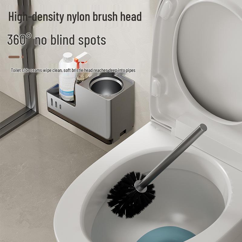 Punch-Free No Dead Angle Toilet Brush with Rack - Bathroom Cleaning Tool
