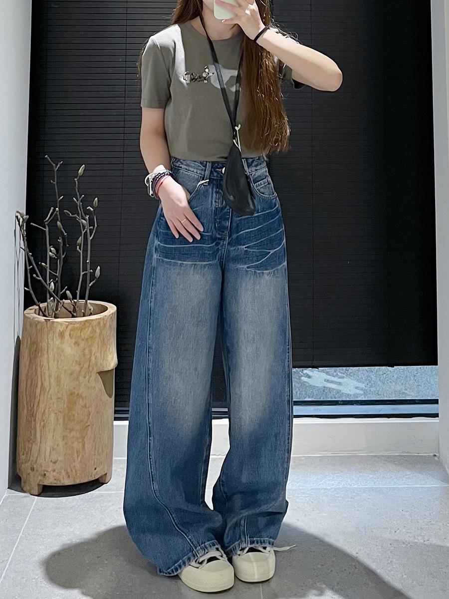 

Sucheng Baida Women s High Waist Slimming Straight Leg Washed Denim Jeans - Autumn Collection 30 джинсовый синий