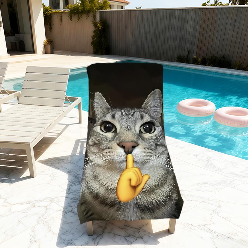 Gatto meme divertente cartone animato carino gattino astratto Asciugamani da spiaggia morbidi Asciugamano da piscina ad asciugatura rapida per Viaggio Palestra bagno Spa Campeggio sport Regalo