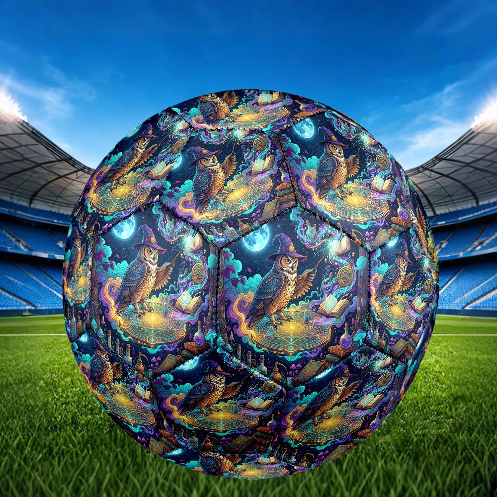 1pc Magical Owl Night Theme Soccer Ball Football, Size 5, Lightweight PVC, Outdoor Training Soccer Ball,Sports Gift t61435