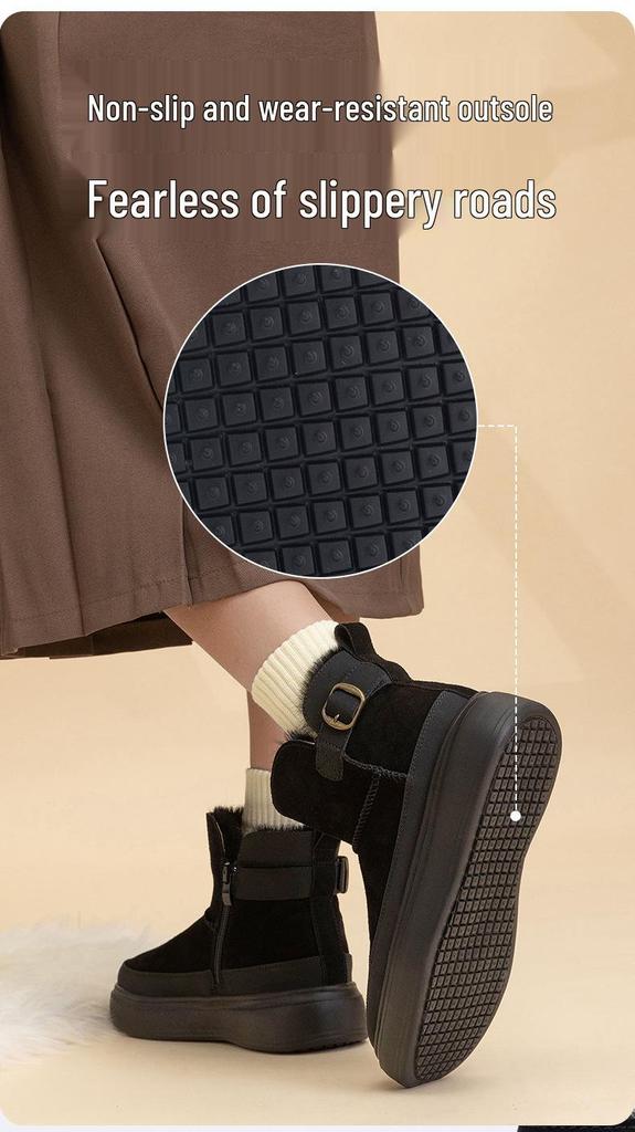 2025 Women's Thick-Soled Cotton Snow Boots: Velvet-Lined, Warm, Waterproof, Height-Boosting Winter Footwear