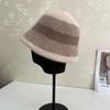 Contrasting Color Rolled Brim Wool Bucket Hat Women's Autumn and Winter Temperament Elegant Warm Basin Hat Versatile Velvet Wool Hat