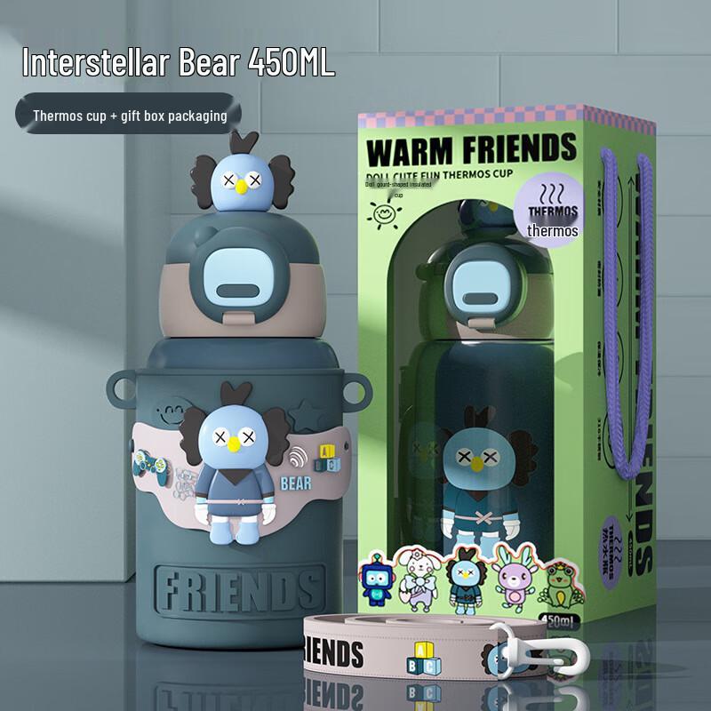 TLAKEHO Cartoon Kids Insulated Straw Cup Gift Set