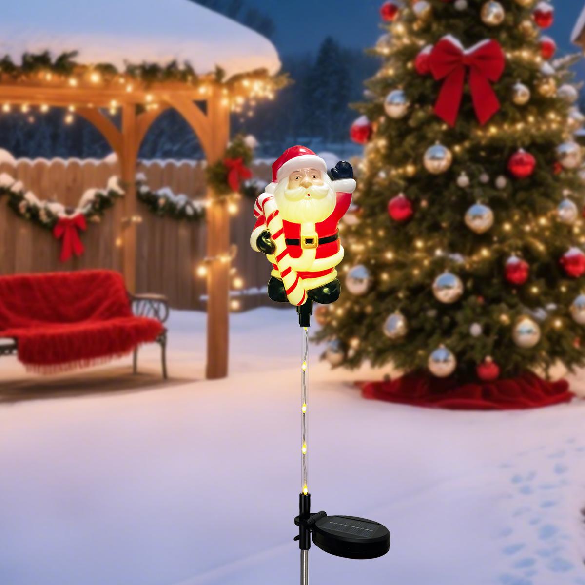 

Рождественские солнечные садовые колышки в виде Санта-Клауса, лося и рождественской елки с 8 режимами освещения для наружного праздничного декора газона к Рождеству
