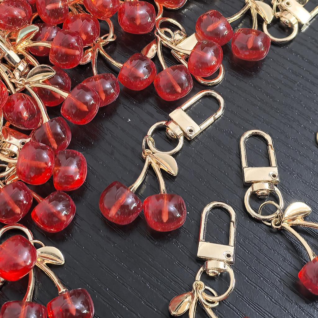 Fresh Red Cherry Keychain Lovely Student Bag Pendant Girlish Heart Charm Couple Family Keychain Pendant