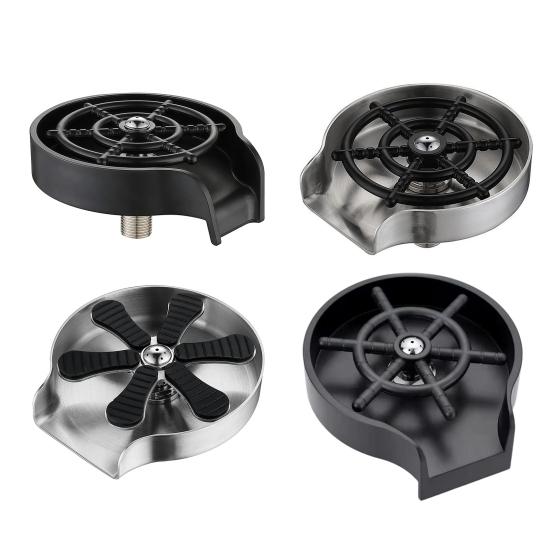 Cup Washer 360-Degree Rotation Stainless Steel Glass Washer Universal Bottle Cleaner Easy Install Quick Drain Baby Bottle Cleaner