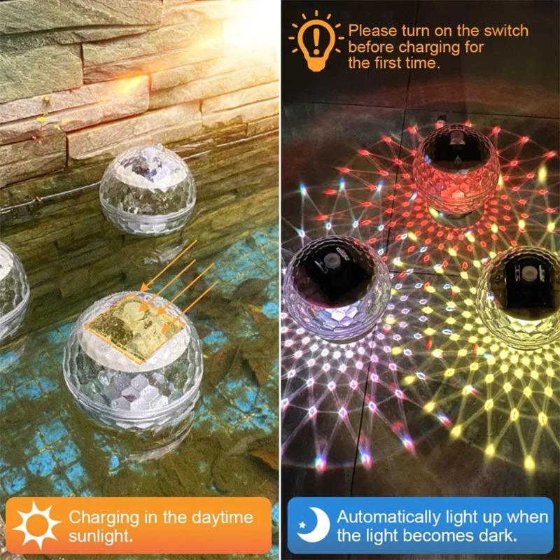 Solar Powered RGB Floating Pool Ball Lights, IP68 Waterproof Round Magic Ball Lamp, Outdoor Pond Garden Decor Night Light for Holiday, Party & Wedding