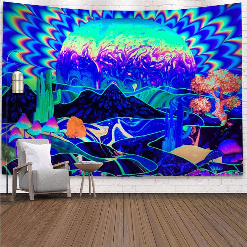 UV Fluorescent Tapestry Starry Sky Print Wall Hanging Art Home Decor