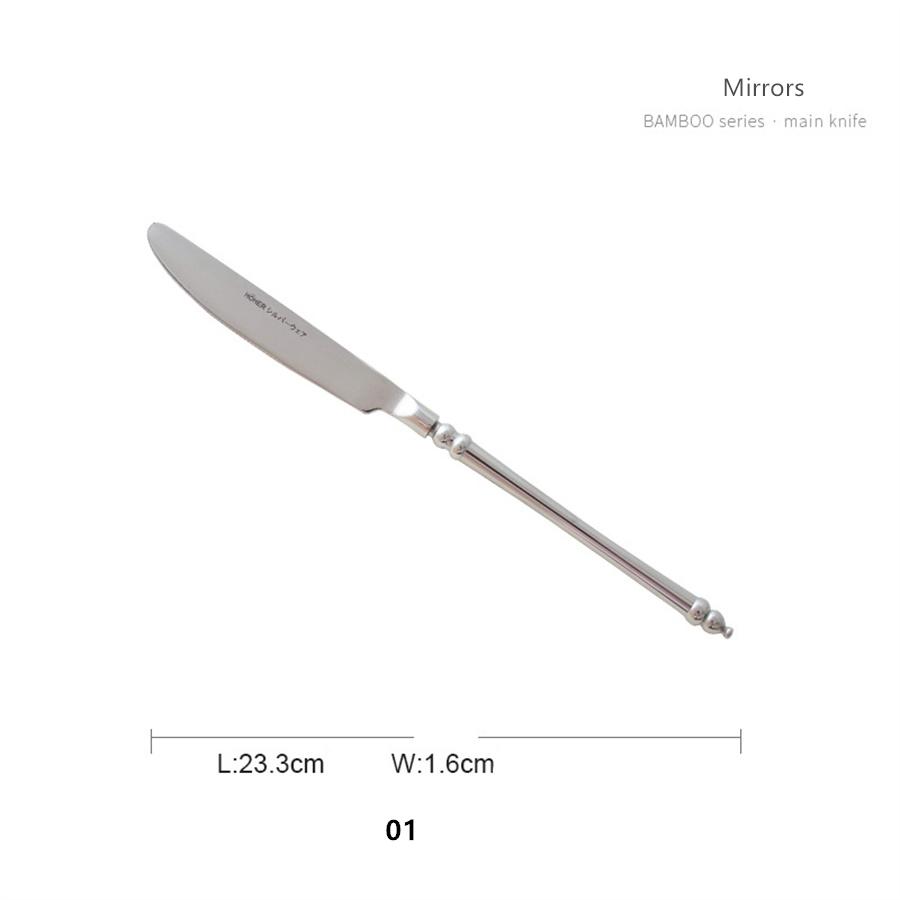 304 Stainless Steel Western Cutlery Bamboo Idea Design Japanese Retro Style Steak Knife, Fork and Spoon Set Chopsticks