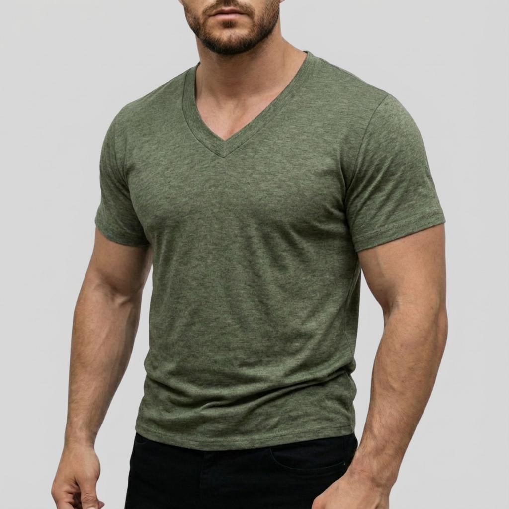 Herren Casual -farbig Elastisches Gewebe Kurzärmlig Rundhals Oberteil
