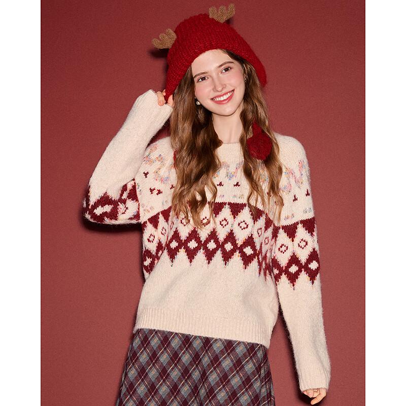 Betu Women's Fair Isle Diamond Pattern Sweater