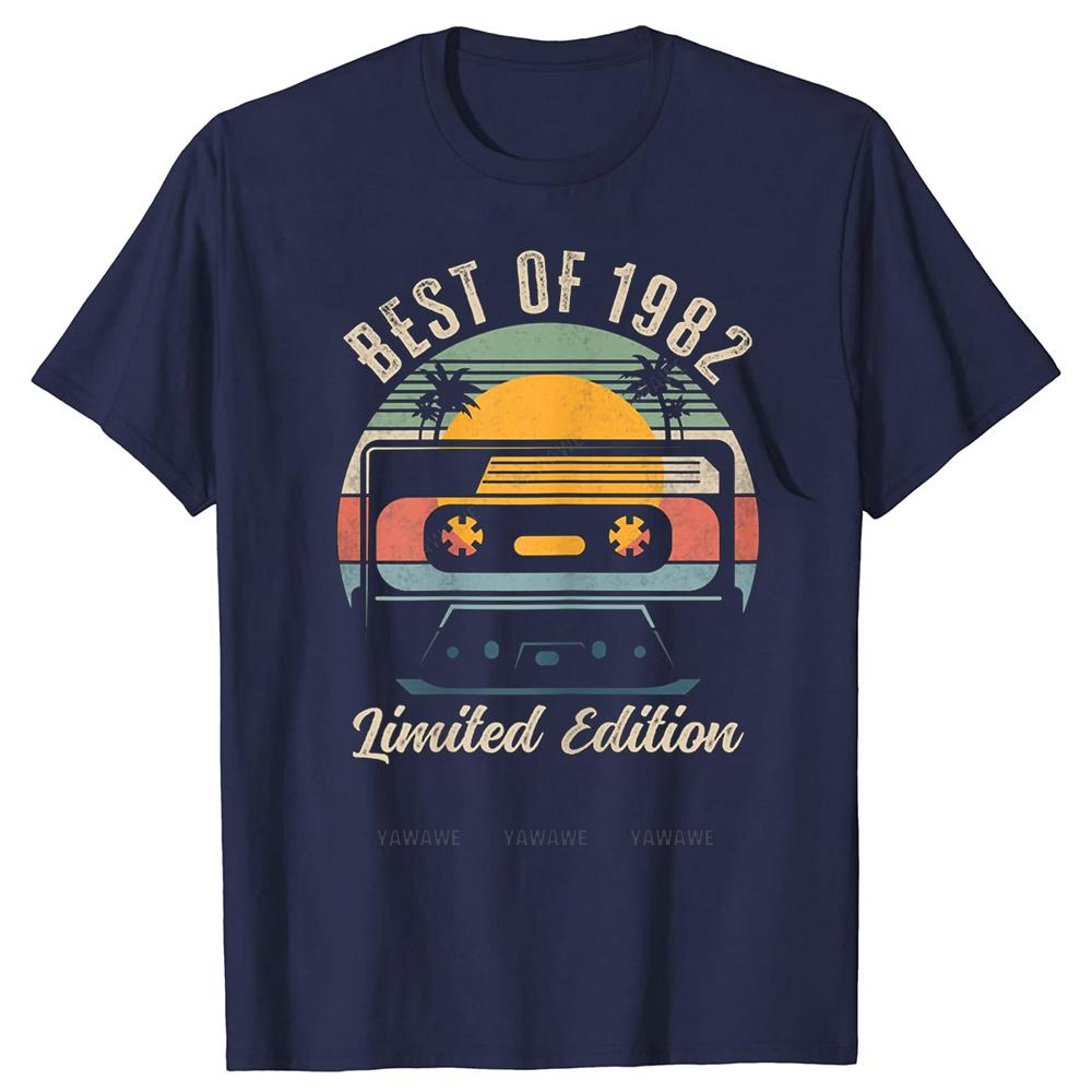 Unique Vintage 41th Birthday Gift Best of 1982 TShirt Unisex O Neck Cotton T Shirt Top Tees Harajuku Streetwear Brand Unisexs Tshirts