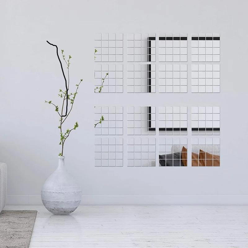 100PCS 2.5cm/0.98inch Glass Mirror Mosaic Tiles Bulk Diamond Rhombus Shape DIY Craft Handcrafted Accessory Home Wall Artwork