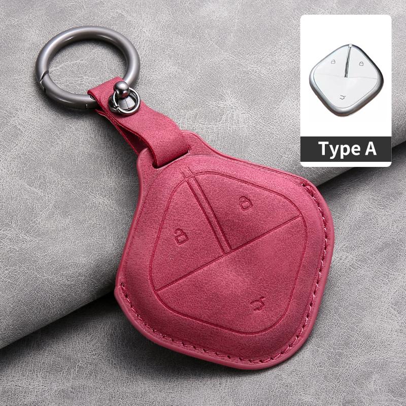 Leather Car Key Case Cover Shell for SGMW Wuling BINGO Airev 2025 for Baojun Kiwi EV Remote Car Key Keychian Accessories