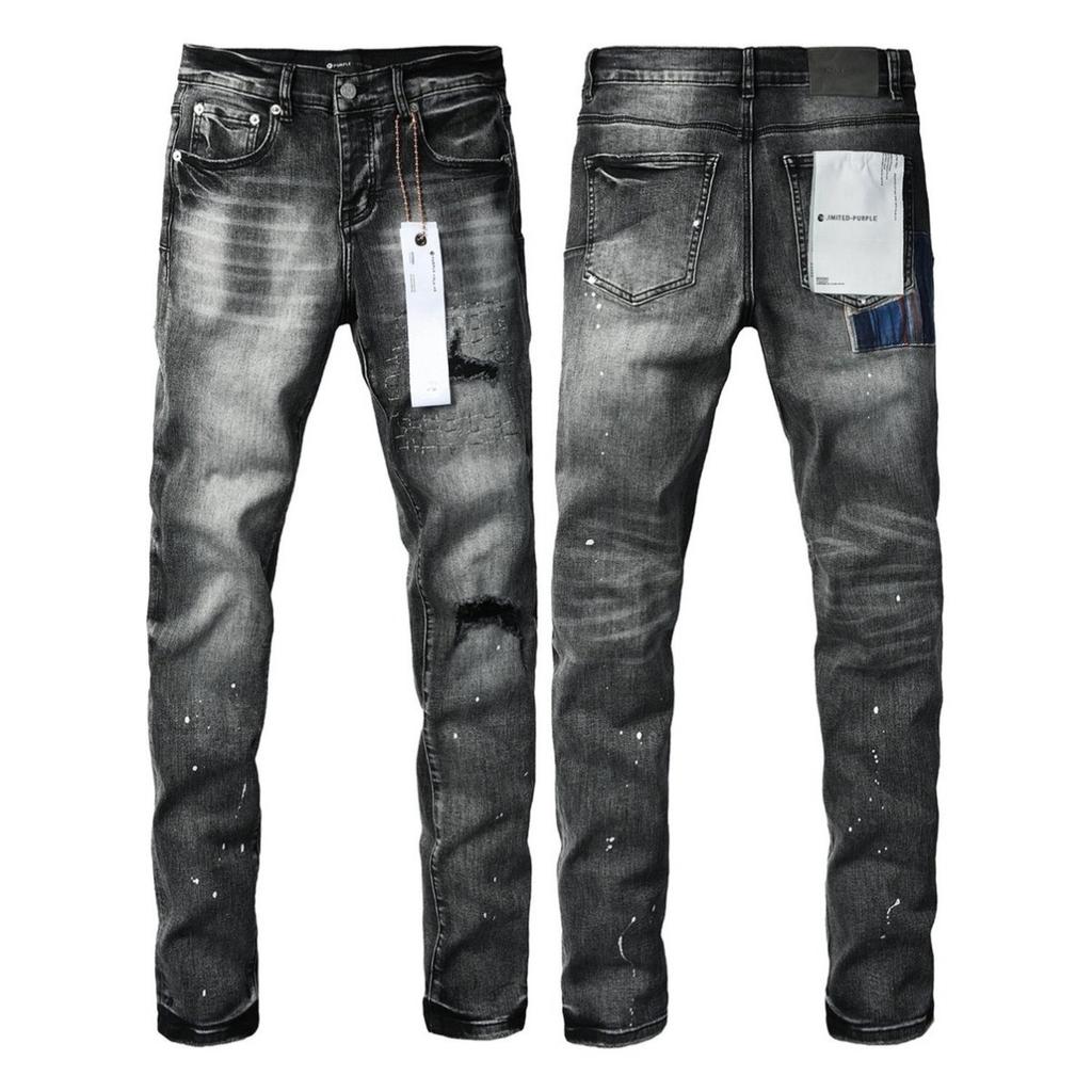 New Fashion Jeans Men streetwear Classic style Black Distressed Streetwear High Stretch Skinny Button Fly Ripped Trousers Brand