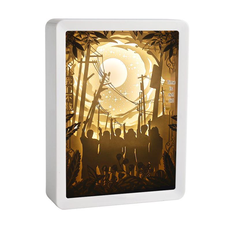 Guochao Bedside Night Light: 3D Paper Carving Lamp & Creative Souvenir