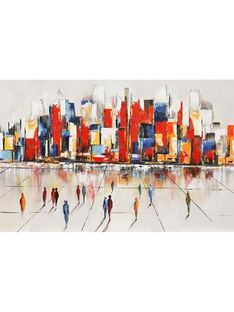 Abstract Sailboat City Landscape Poster Canvas Oil Painting Vintage Wall Art Picture Print For Modern Living Room Home Decor