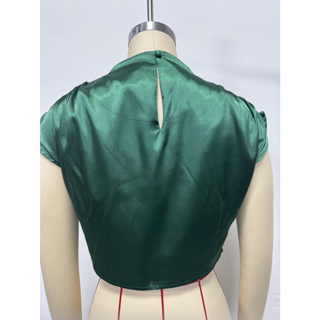 Summer Satin Shirts Fashionable Solid Color High-end Short Sleeved Women's Blouses & Shirts