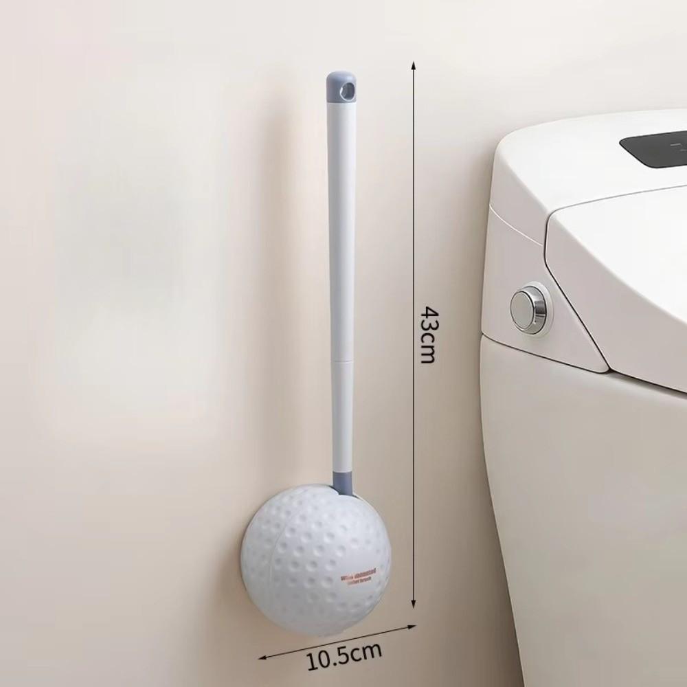 Golf Design Toilet Brush with Base Wall Hanging 360 Degree Cleaning Bathroom Cleaning Brush Double-Sided Brush Flexible Rubber