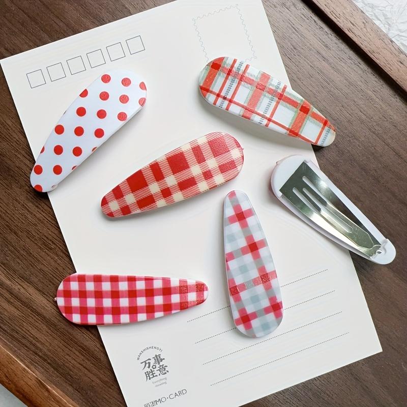 6Pcs Color Hairpin Simple and Versatile, Side Bangs Broken Hairpin, Red Polka Dot Hairpin