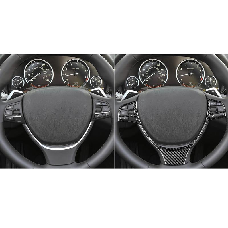 Real Carbon Fiber Car Accessories Driver Wheel Set Panel Cover Soft Sticker For BMW 6 Series/M6 F06 F12 F13 M Sport 2011—2018
