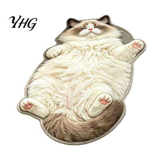 Washable Entryway Runner Sleeping Cat Rug, Ultra Absorbent Plush Bath Mat, Cute Kitty Kitchen Carpet Area Non-slip Door Mat for Bathroom Bedroom Home