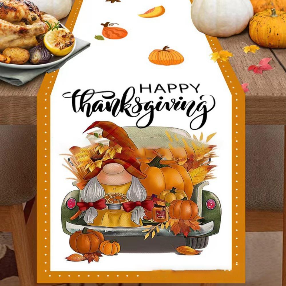 Christmas Table Runner Linen Holiday Decor Creative Halloween Thanksgiving Tablecloth Festive Atmosphere