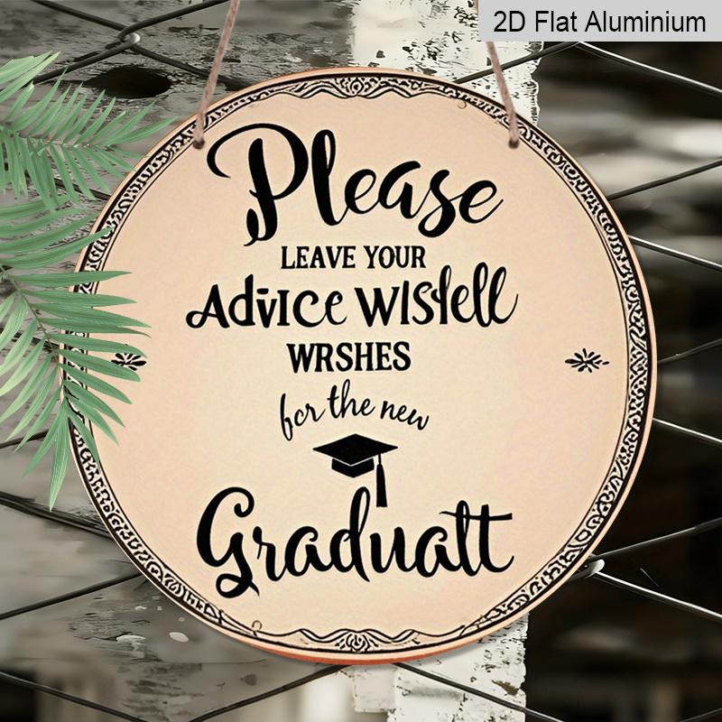 2D Flat 1pc, 8x8 in, Vintage Graduation Aluminum Metal Sign - Rustic Wall Art with Inspirational Message & Graduation Cap Illustration - Home, Bar
