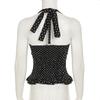 Women Summer Sweetheart Neck Polka Dot Ruffle Hem Slim Fit Sleeveless Camisole Top
