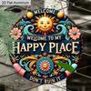 2D Flat 1pc Welcome Aluminum Hanging Plaque, Colorful Sun and Floral Welcome Signs, Porch Decor, Patio Decor, Whimsical Home Entrance Decor
