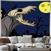 Gothic Halloween Tapestry Dark Forest Moon Landscape Wall Hanging Paranormal Home Decor Room Aesthetic Backdrop Vintage Horror A
