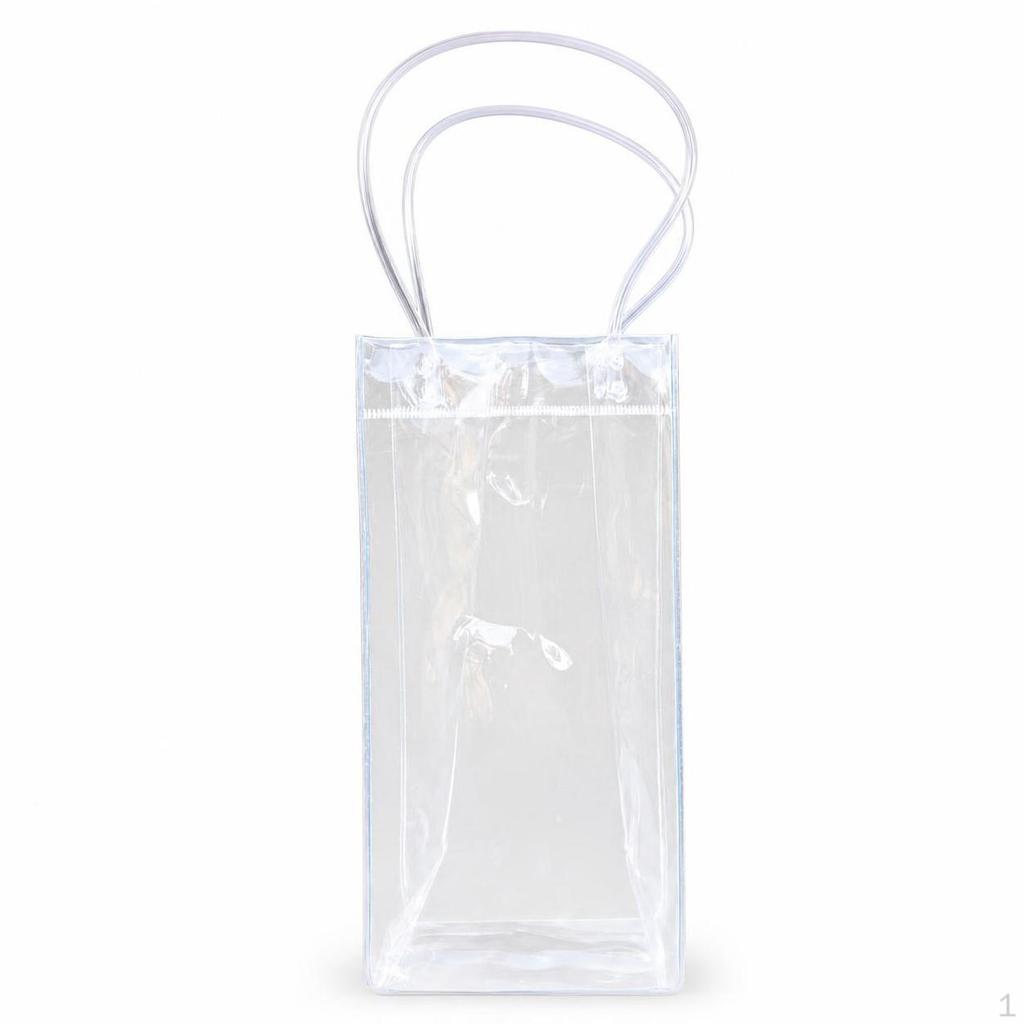 Reusable PVC Wine Bottle Cooler Bag with Handle Clear Soft Packaging Gift for & Flowers
