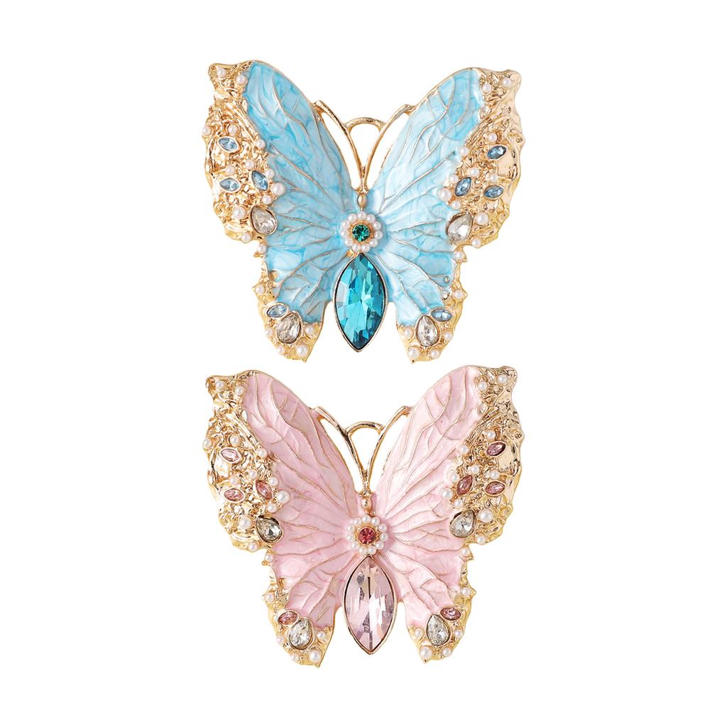 Fashionable Rhinestones Butterfly Enamel Pin Sturdy Alloy Accessory for Women Clothing Decoration and Gifts Giving