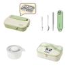 Capybara 304 Stainless Steel Divided Lunch Box With Bowl & Cutlery Microwave Students Portable Large Capacity Bento Box
