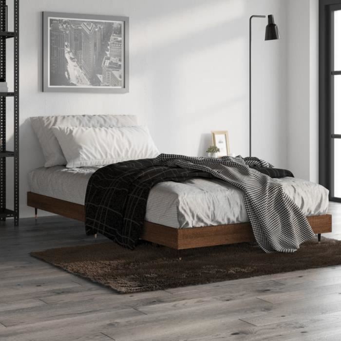 VidaXL Cadre de lit chêne marron 100x200 cm bois d'ingénierie 832164