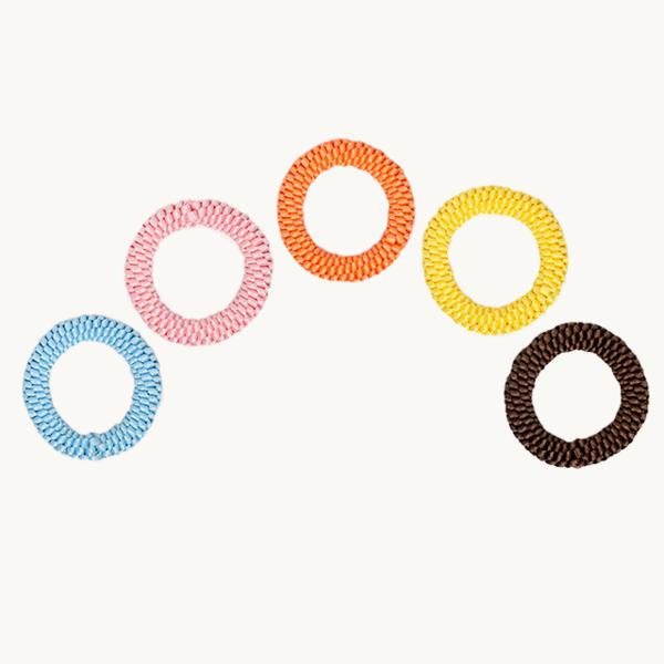 Fluffy Puppy O-ring Floss Toy M, Peach (pink), 1 Piece