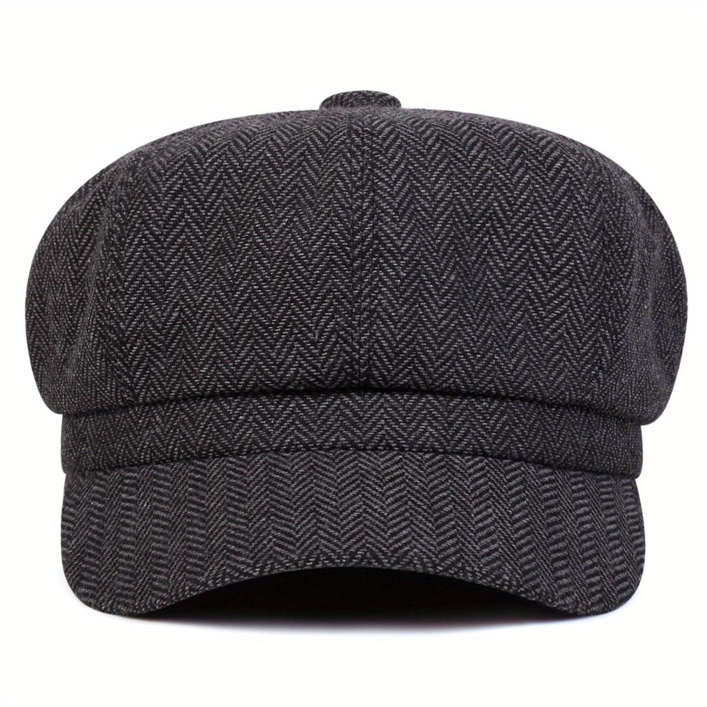 1Women's herringbone pattern octagonal beret hat, outdoor fashion casual hat suitable for autumn and winter travel, seaside parties