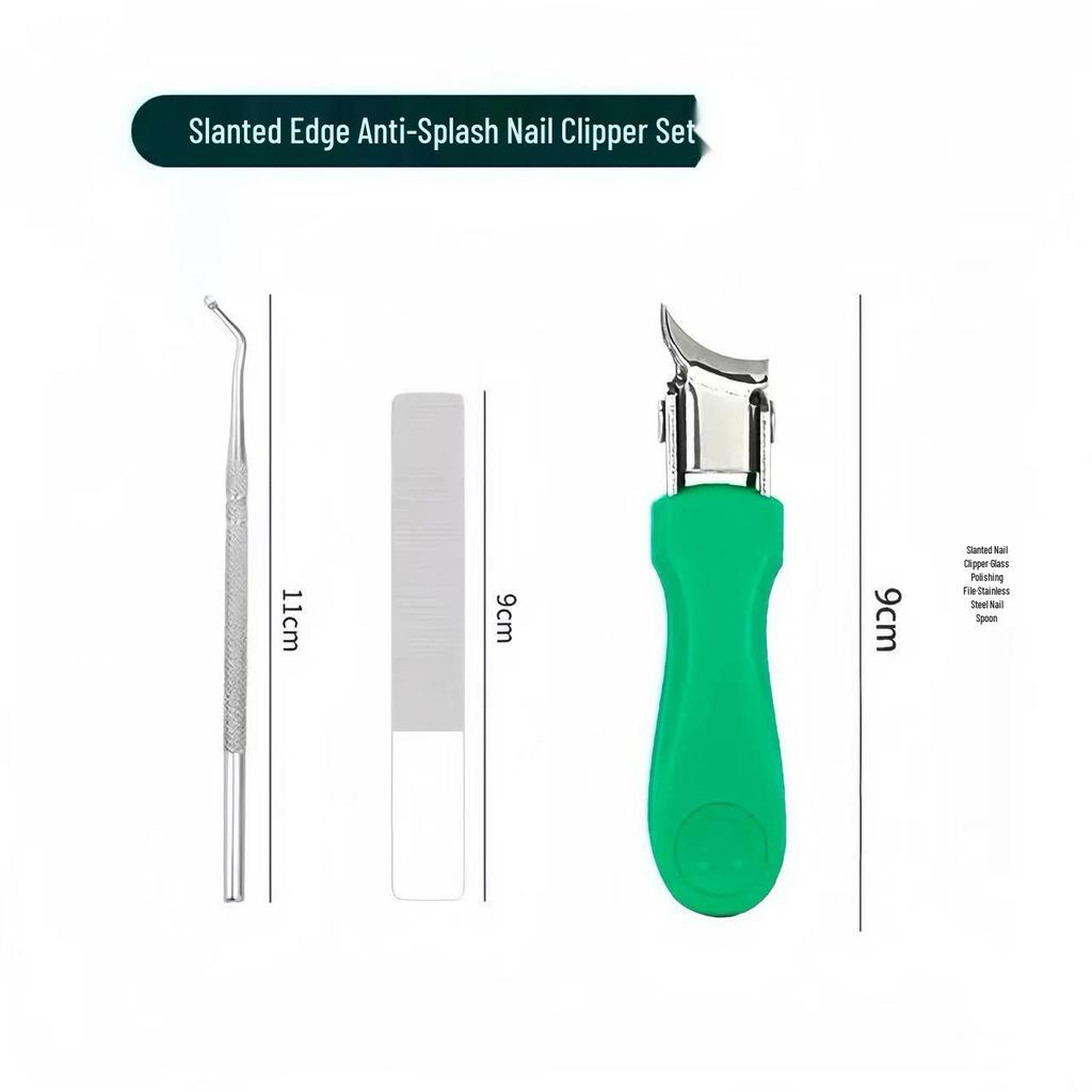 Slanted Edge Ingrown Toenail Clipper Set with Anti-Splash Pointed Clippers, for Home Manicure Use