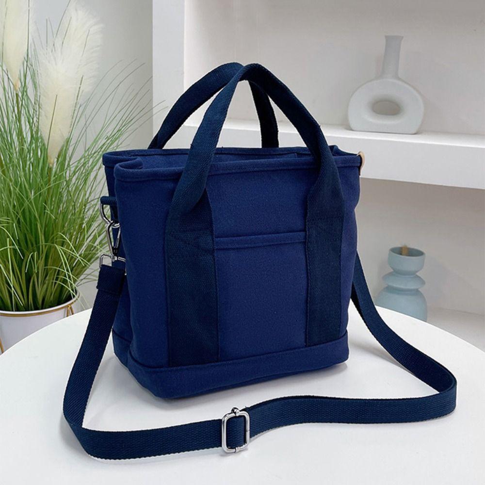 Multi-pocket Japanese Style Crossbody Bag Zipper Large Capacity Canvas Shoulder Bag Shopping Bag Stroge Bag Pure Color Tote Bag