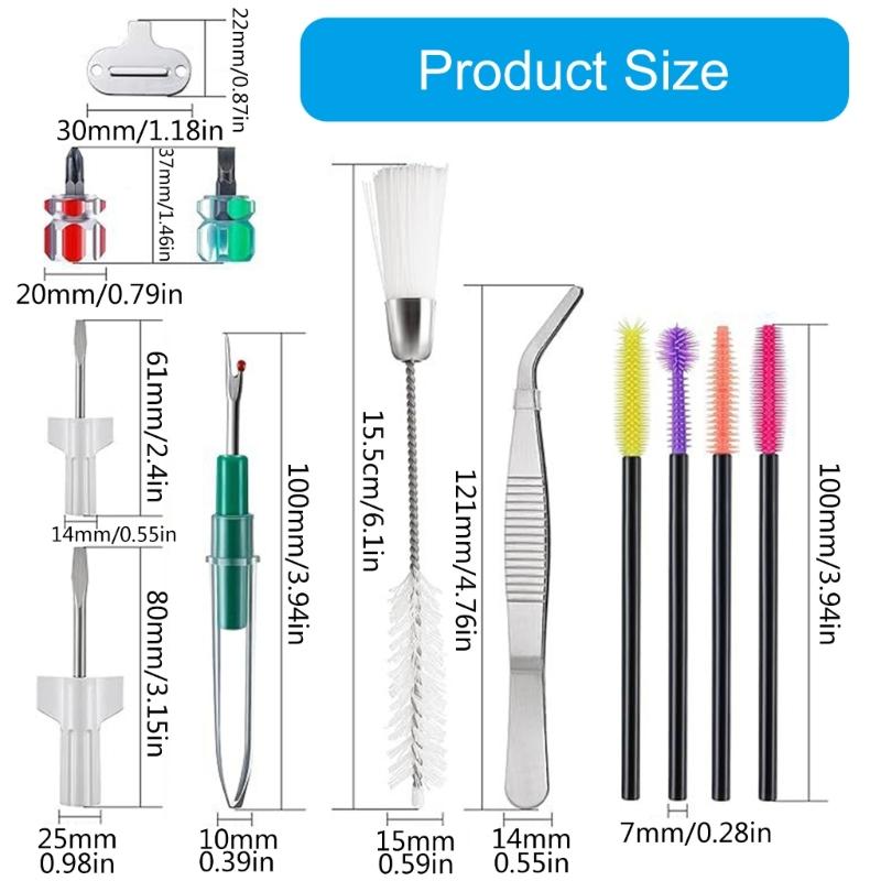 14Pieces Multifunction Sewing Machine Accessories Set Includes Tweezer Double Headed Brush Screwdrivers Seam Unpicker