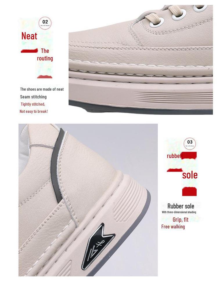 Sapatos Casuais Masculinos de Couro Macio 2025: Calçado da Moda, Versátil para Primavera e Outono, com Solas Macias