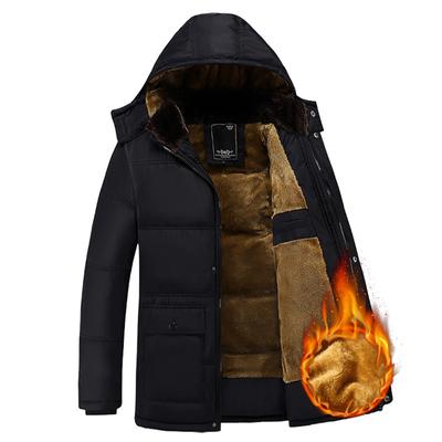 Middle-aged and Elderly Cotton-padded Jacket Plus Velvet Thick Men's Padded Jacket Hooded Cotton-padded Jacket Short Jacket