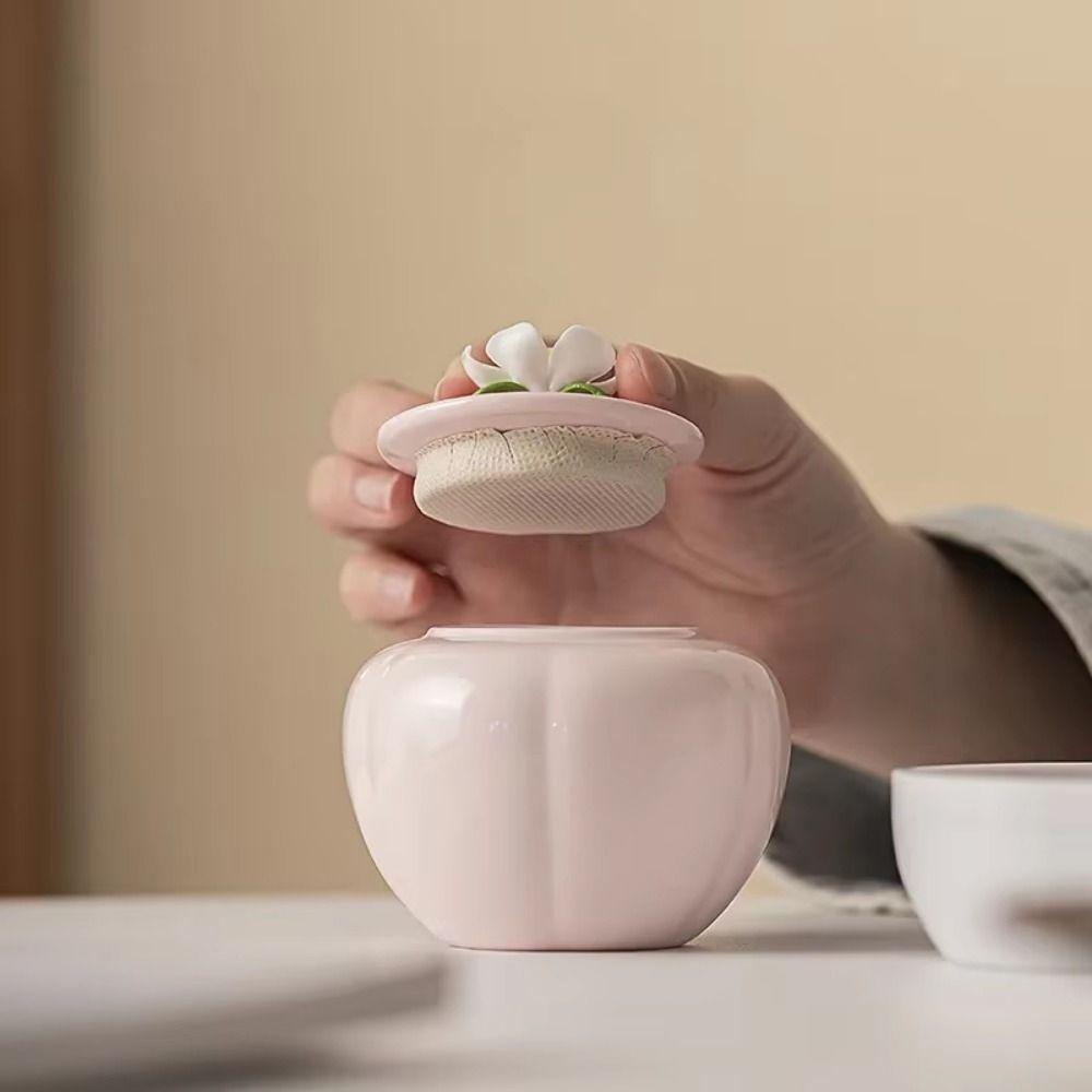Pink Flower Ceramic Tea Jar with Sealed Lid Chinese Style Porcelain Tea Tin Moisture-proof Moisture Proof Tea Packaging Box